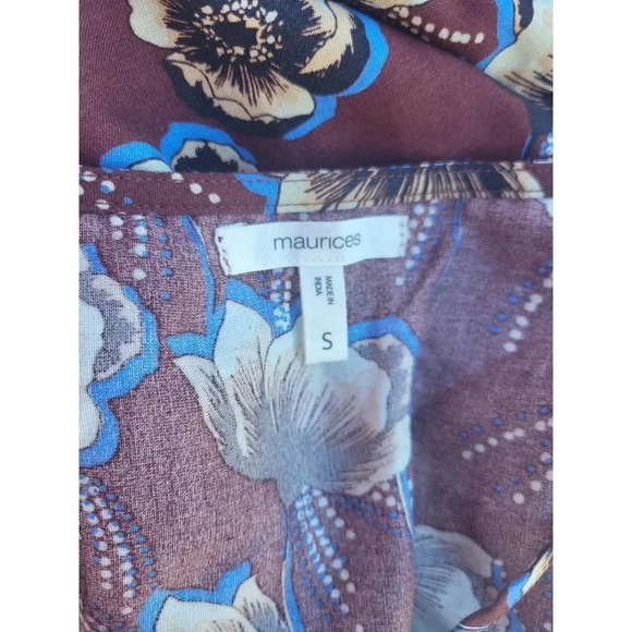 Maurices Women’s Burgundy Floral Sleeveless Rayon Dress – Size Small - Picture 5 of 8